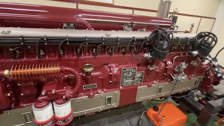 A closeup photo of the Herkules 1934 inline-16 engine