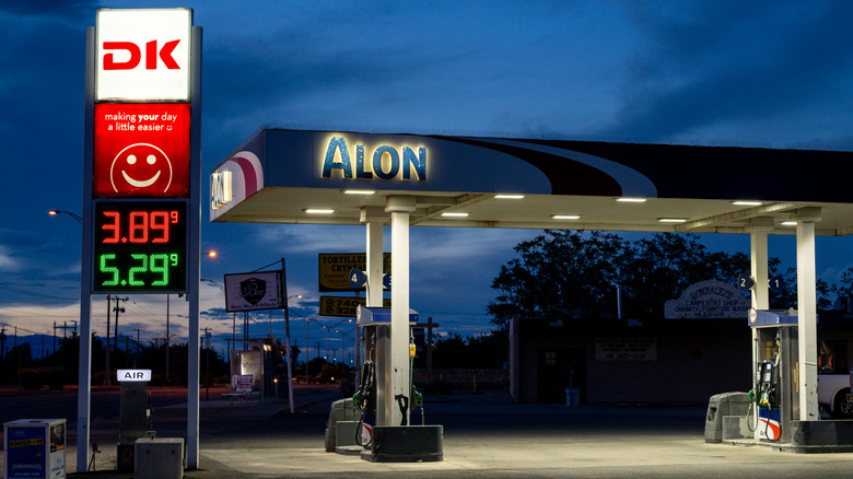 Gas and diesel prices are displayed at a Alon gas station on August 13, 2026 in El Paso, Texas.