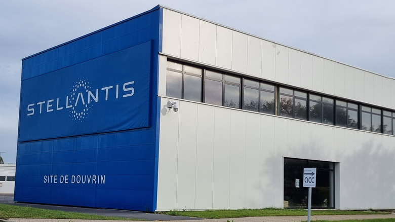 Douvrin, France, 10.16.2024 : Facade and logo of the Stellantis company