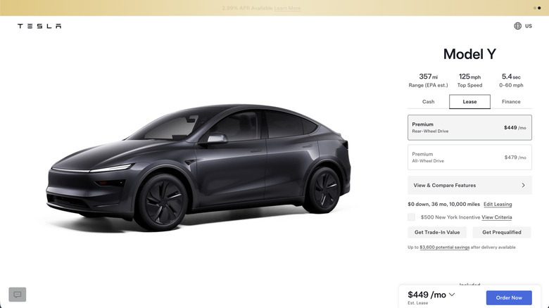 Tesla website lease portal