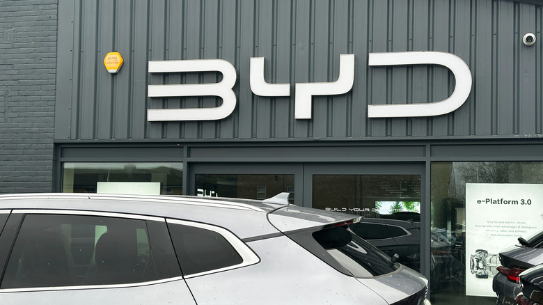 LONDON, UNITED KINGDOM -January 13: A BYD car showroom on January 13, 2026 in London, United Kingdom.