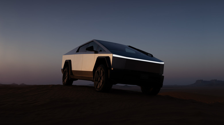 A Tesla Cybertruck offroad