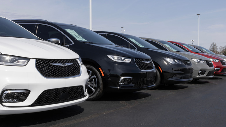 Chrysler Pacifica minivan at a dealership