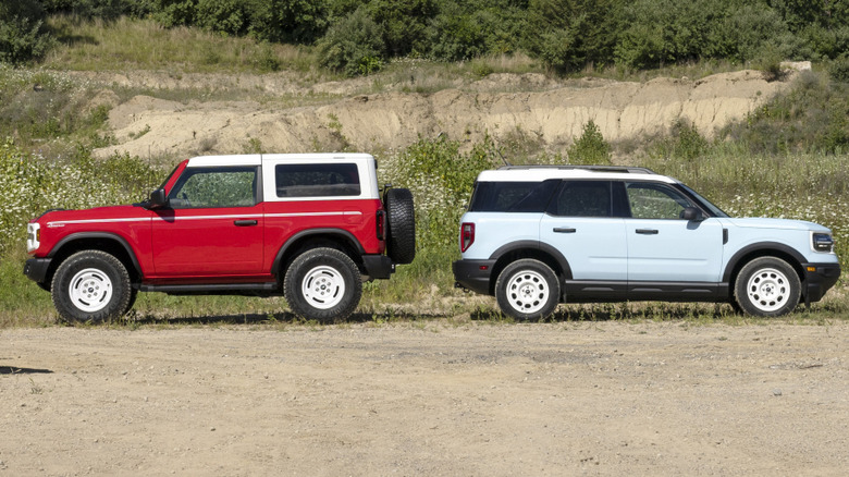 side views of a Ford Bronco and Bronco Sport