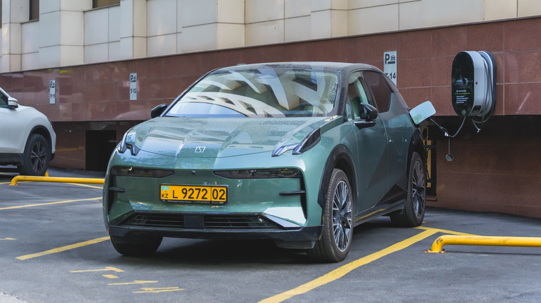 Almaty, Kazakhstan - July 04, 2025: Zeekr X parked at a charging station. Electric vehicle