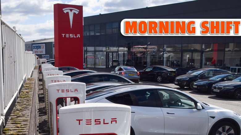 London, UK - March 15 2025: electric cars charge at the Tesla Centre in Park Royal
