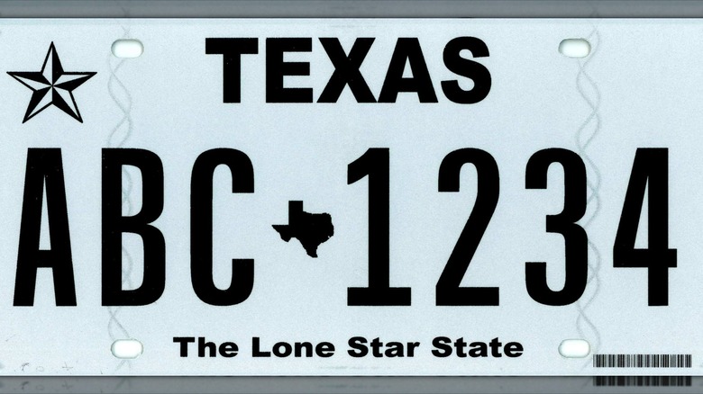 Sample of the "Texas Classic" style license plate
