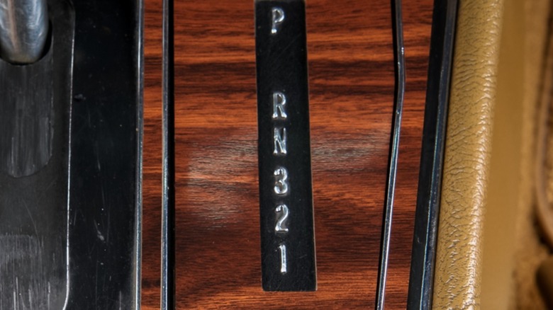 The PRN321 shift pattern of a Turbo Hydra-Matic automatic transmission in a C3 Chevrolet Corvette.