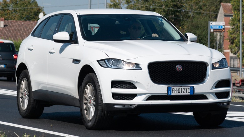 2025 Jaguar F-Pace driving on a road.