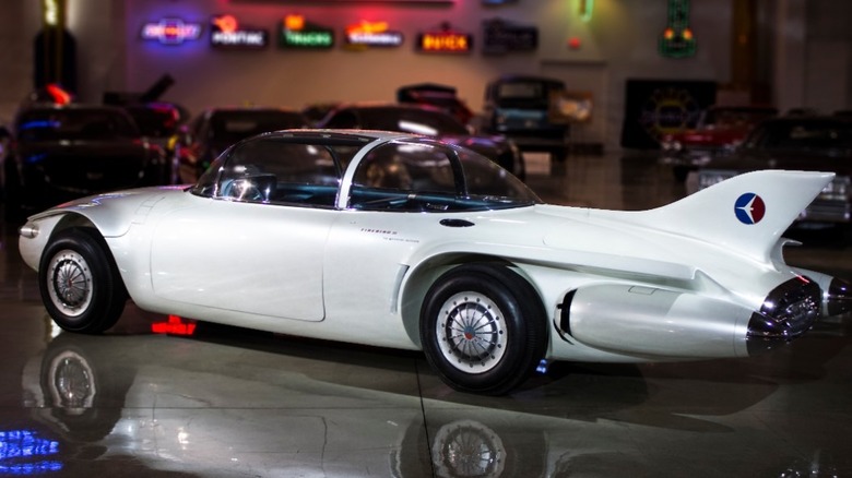 Rear view of GM's Firebird II gas turbine show car.