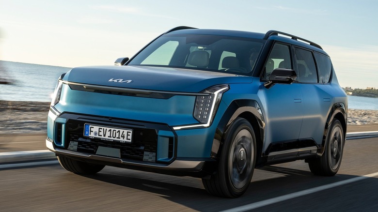 Kia EV9 front three-quarter