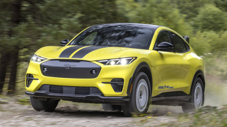 Ford Mustang Mach-E Rally front three-quarter