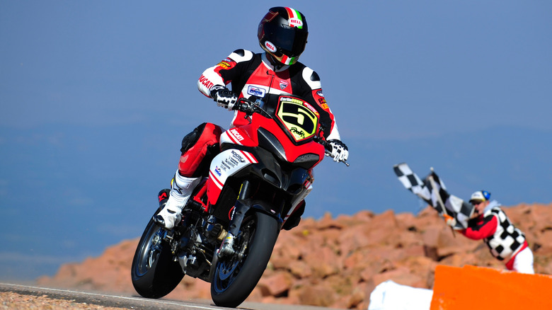 Carlin Dunne winning the 2012 Pikes Peak Hill Climb on a Ducati Multistrada 1200 S