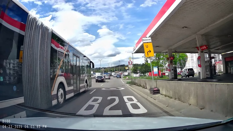 Shot of bus and street on Cievie dash cam