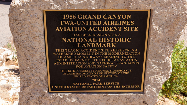 A monument at the 1956 Grand Canyon TWA-United Airlines aviation accident site.