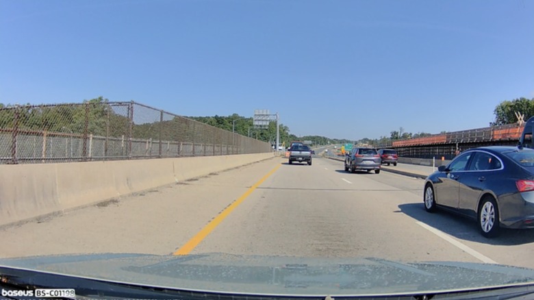 Baseus dashcam footage on highway with other cars