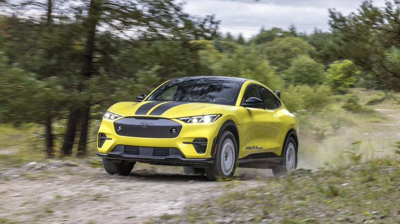 Ford Mustang Mach-E Rally yellow front 3/4