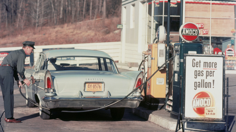 Vintage Chevrolet refilling with gas