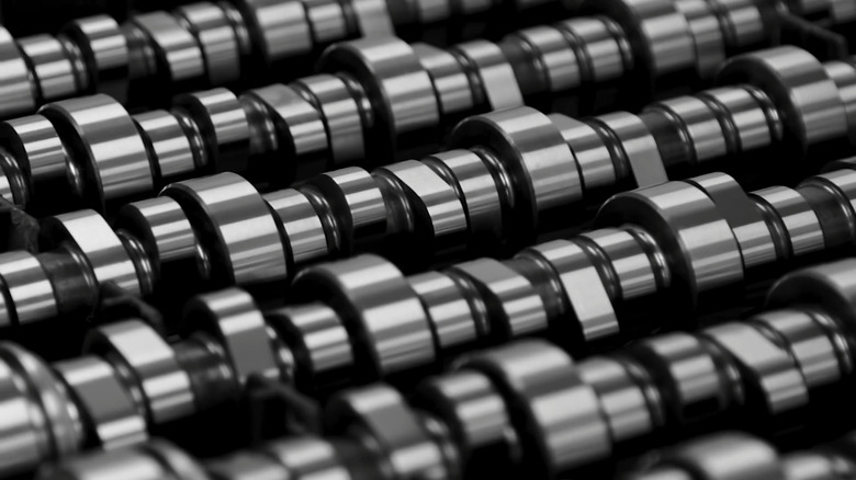 A row of fresh camshafts