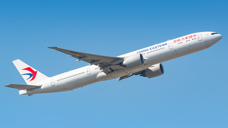 A China Eastern Boeing 777 similar to the ones making the 12,400 mile flight