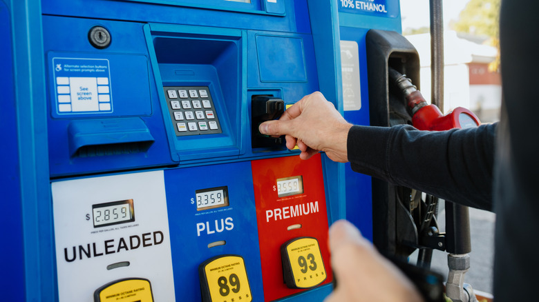 Paying for gas in a gas station