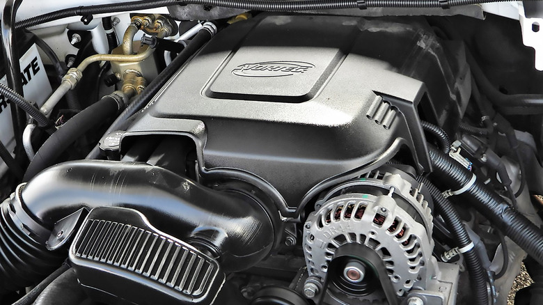 A vortec engine inside of a car