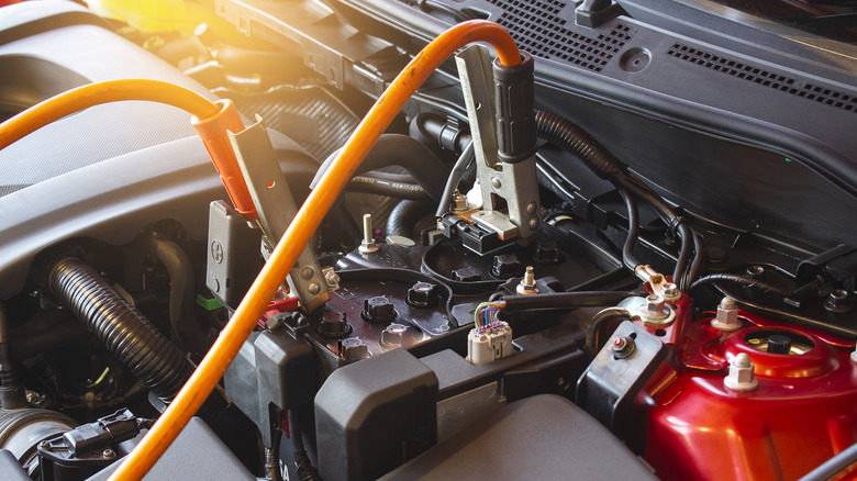 A car battery being charged.