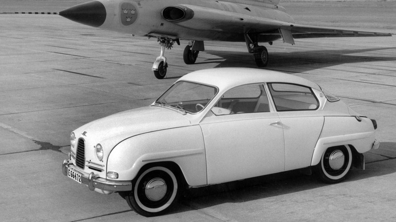 1960 Saab 96 and Saab 35 Draken Jet Fighter