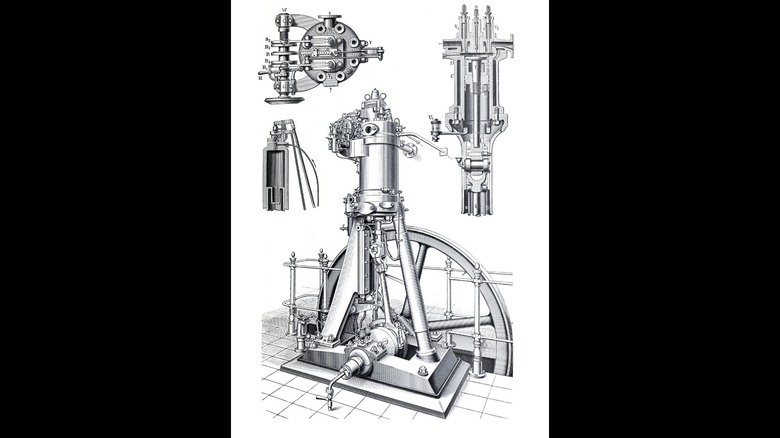 A vintage diesel engine drawing from Ausburg Germany