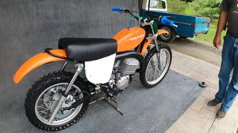 1975 Harley-Davidson and Aermacchi MX250 prototype with weird front fork out back suspension