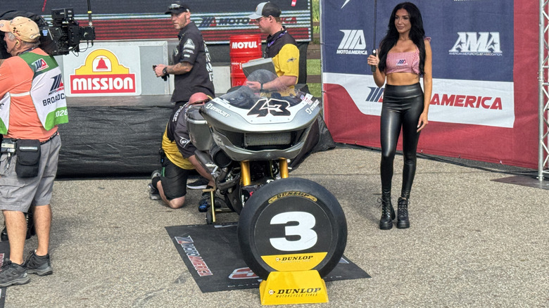 James Rispoli's bike on the podium