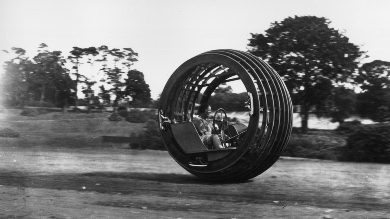The Dynasphere being demonstrated at the Brooklands circuit