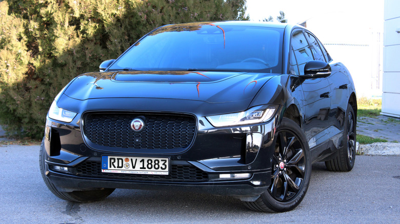 A black Jaguar I-Pace front-end shot