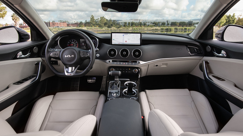Interior of 2023 Kia Stinger facing dashboard