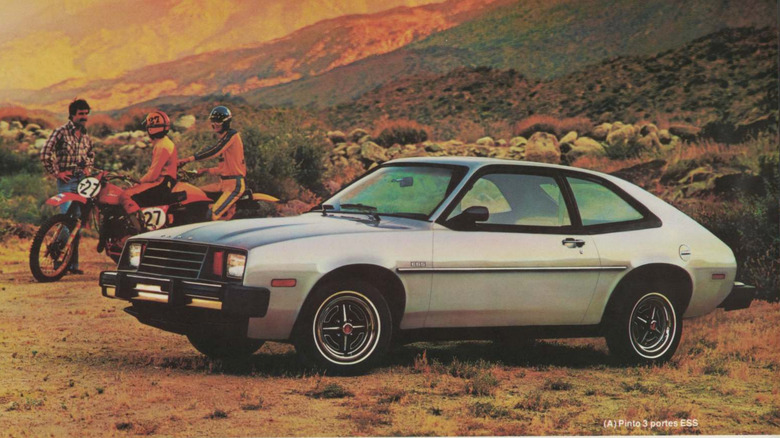 Ford pinto parked in a valley