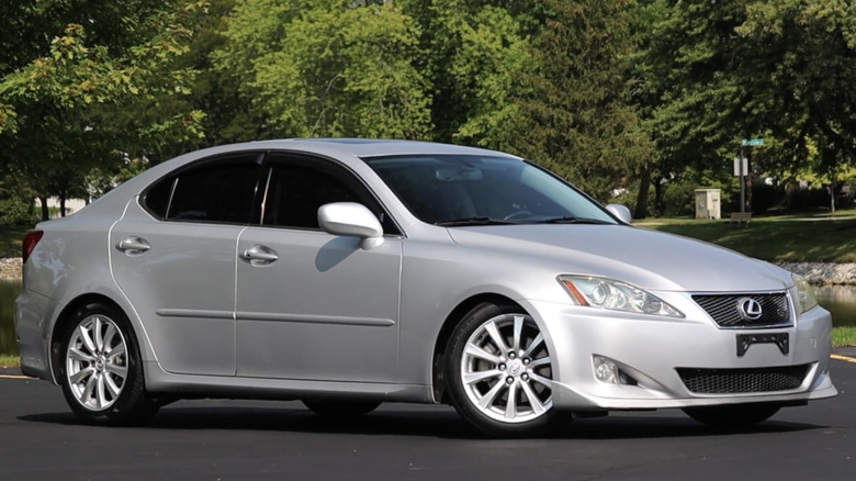 Side view of a stationary 2008 Lexus IS 250 manual.
