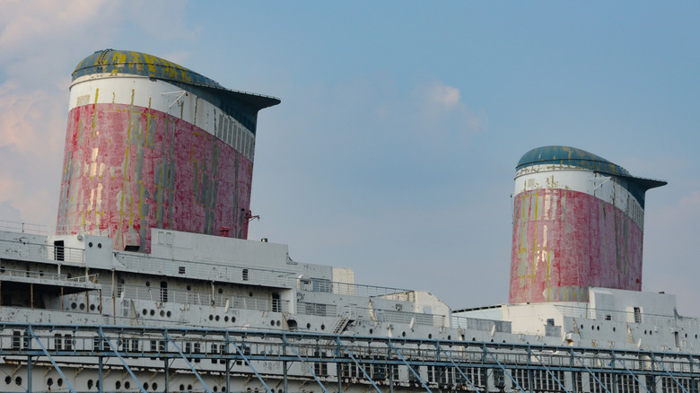 SS United States' twin funnels in Philadelphia, Pennsylvania