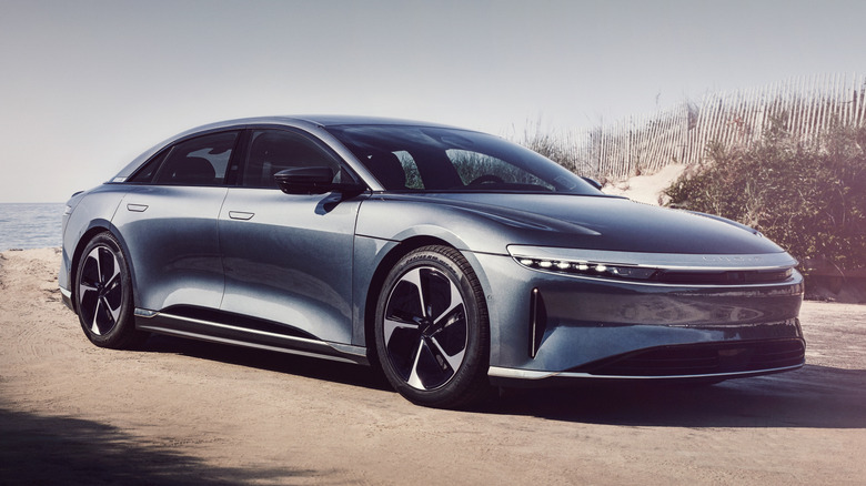 Lucid Air Pure front three-quarter view