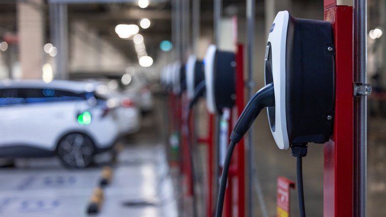 EV chargers in a row