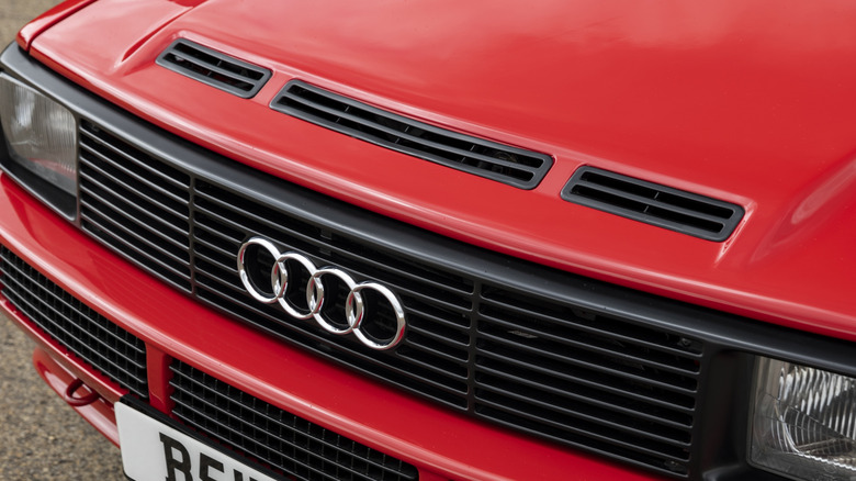 1984 Audi Sport Quattro front end with close-up of badge
