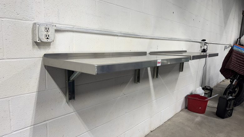 Shelving units attached to the wall