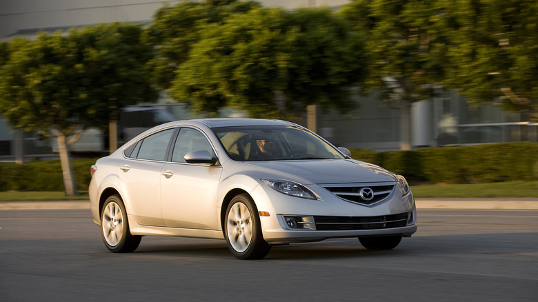 Rolling shot of silver 2009 Mazda 6.