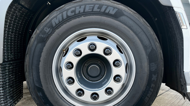 A Michelin tire on a truck