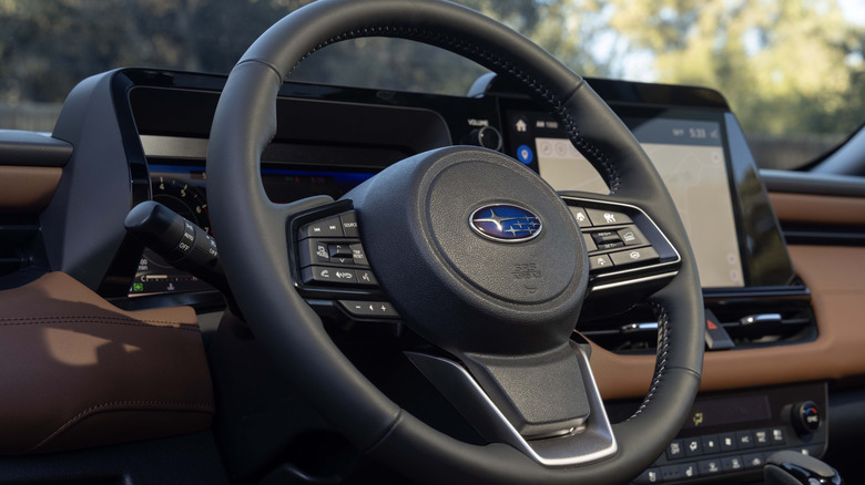 The 2026 Outback's steering wheel features a new toggle switch for upgraded X-Mode