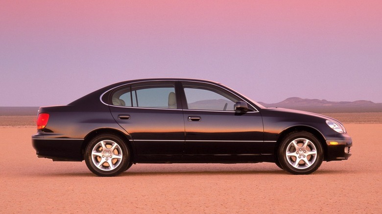 A 2002-2005 model of the Lexus GS 300 parked in the desert.