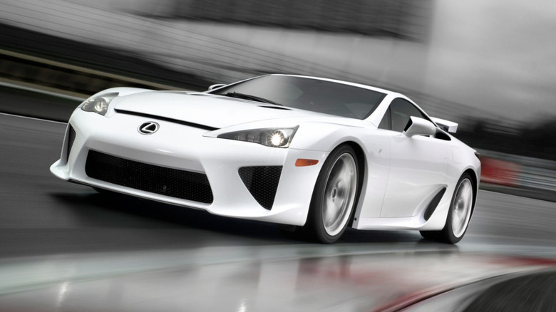 A Lexus LFA driving on a track