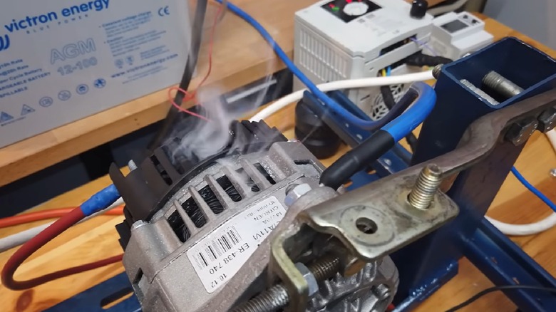 An alternator smoking after connected to a lithium battery