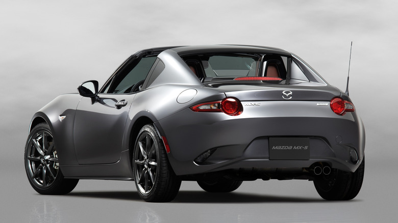 A rear-quarter shot of a 2017 Mazda Miata RF