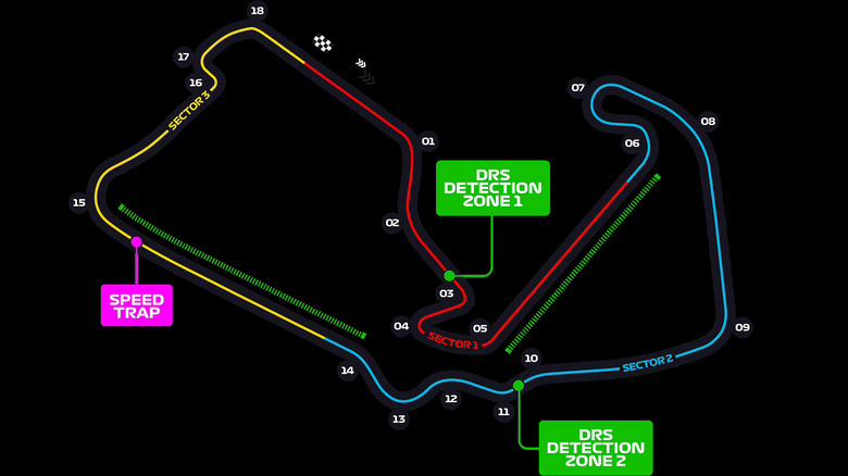 An overview of the Silverstone Circuit layout against a black background.