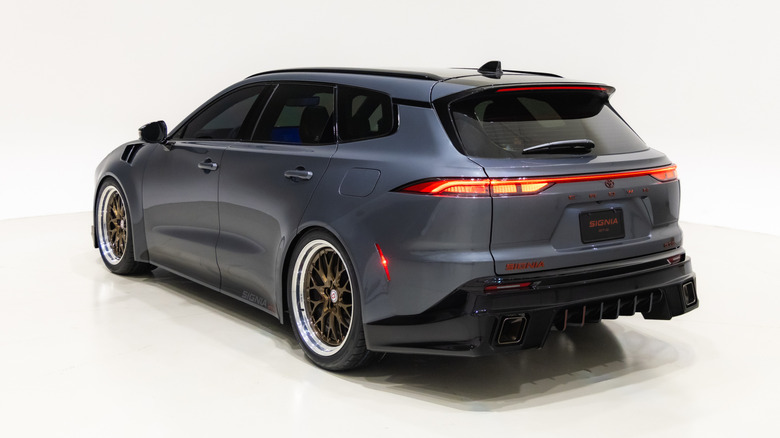 A rear three-quarter view of the Toyota Crown Signia GT-S Performance Concept.